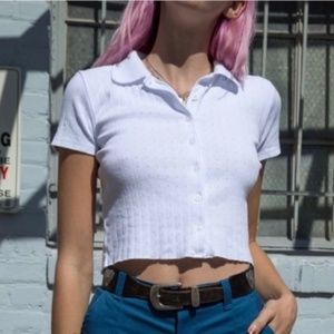 Brandy Melville Caroline White Button Up Top